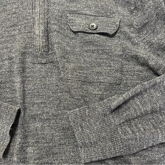 BANANA REPUBLIC Mens Size Large 1/4 Zip Heather Knit Pullover Sweater Gray - Picture 3 of 4